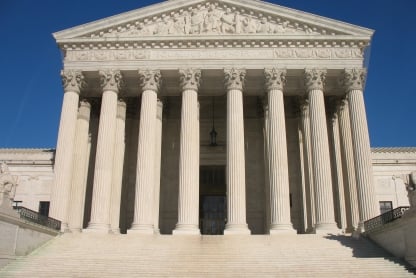 The white-columned facade of the U.S. Supreme Court building